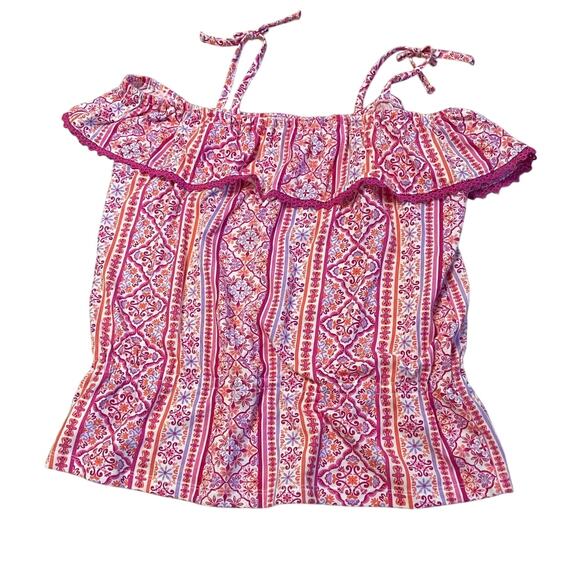 Summer Pink Ruffle spaghetti Strap Top Medium - Picture 6 of 7
